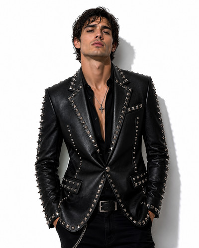 Giacca blazer uomo pelle - , nera
