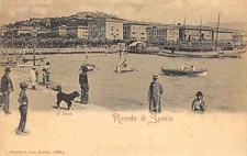 711) RICORDO DI SPEZIA IL PORTO ANIMATA CANE BARCHE