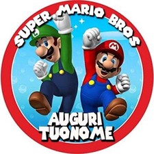 Cialda SUPER MARIO BROS Decorazione Torta Ostia o Zucchero senza glutine