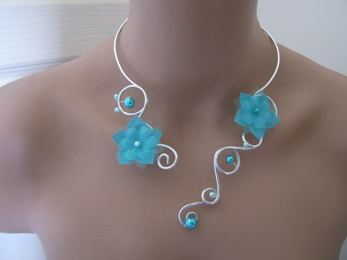 Turquoise blue silver necklace - turquoise,