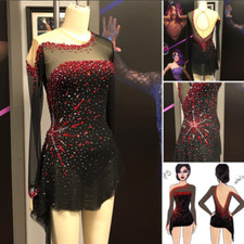 vestito competizione pattinaggio figura ghiaccio ginnastica costume danza vestito tintura