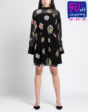 RRP€639 JUST CAVALLI Crepe Mini Abito Cambio IT44 US8 UK12 L Cintura Stampa Gioielli