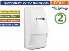PIR SENSORE RIVELATORE A DOPPIA TECNOLOGIA 12 METRI GRADO 2 BLIND DETECH DT820