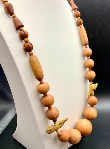 Collana perline legno grosso