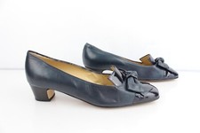 Vintage Scarpe Trotteur CORALIE In Pelle Blu Marino T 39,5 TBE