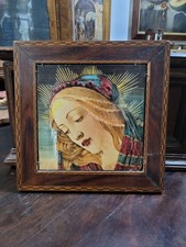 Piastrella in ceramica policroma Gualdo Tadino '900 Volto della Vergine