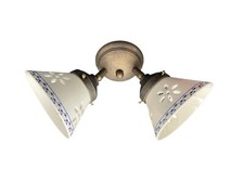 Applique lampada plafoniera ottone e Ceramica 2 luci decoro BLU