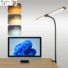 Lampada da Scrivania a Doppia Testa, Lampada da Tavolo con Morsetto, 3 Temperatu