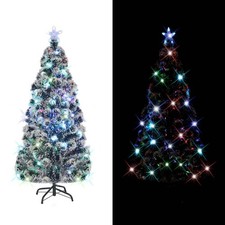 vidaXL Albero di Natale Preilluminato con Supporto 210 cm Fibra Ottica