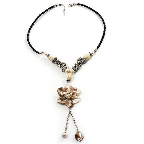 Collana corda cuoio - corda, di