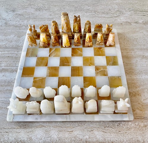 Set scacchiera onice marmo