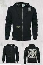 FELPA CON CAPPUCCIO WEST COAST CHOPPERS CROSS PANEL ZIP DOPPIO STRATO CAPPUCCIO *NUOVA*