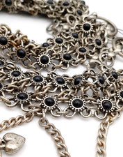 CINTURA  ETNICA METALLO A MAGLIE FIORE ARGENTATE