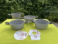 Set 4 pentole Barazzoni Induzione Facile 16-20-24cm Effetto Pietra-Made In Italy