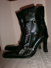 stivaletti in pelle FABI n.36 bellissimi pelle nera morbidissima  fibbia logata 