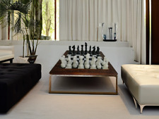 Set Scacchi Elegante: Bordo in Legno con Scacchiera in Marmo/Onice Bianco e Nero