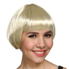 Parrucca Di Carnevale Biondo Caschetto Per Travestimento Costume Vestito Donna #