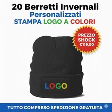 ​20 BERRETTI INVERNALI PERSONALIZZATI AZIENDALI | Stampa Logo a Colori | Cuffia