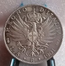 REGNO V.E.III MONETA COPIA 5 LIRE 1901,MATERIALE AMAGNETICO 23,07 GRAMMI