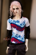 1/4 1/3 zio ID BJD vestiti bambola bianca maglietta manica corta blu + rosso Big Wave