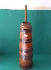 ANTICA ZANGOLA PER BURRO PANNA BURRIERA IN LEGNO A STANTUFFO PRIMI '900. BX75