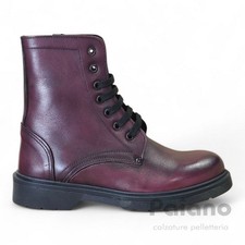 Stivaletto anfibio in vera pelle 504 bordò spazzolato unisex