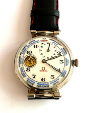 Autentico raro orologio da polso uomo Omega GMT World Time Swiss Made misura grande 48 mm