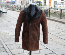 Cappotto Pelle Montone Marrone Vintage Anni '70 – Pelliccia Folta taglia L