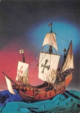 Cartolina La Spezia Museo Navale Modello Caravella Colombiana Santa Maria