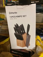 Set coltelli da cucina con blocco, Perlla 15 pezzi coltello da cucina MAI USATI