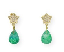 *OFFERTA* orecchini oro 18 ct,diamanti 0.20 ct e smeraldo 2.00 ct CERTIFICATO