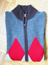 BALLANTYNE Diamond Pullover, zip a due vie, 100% cashmere vergine, taglia 50