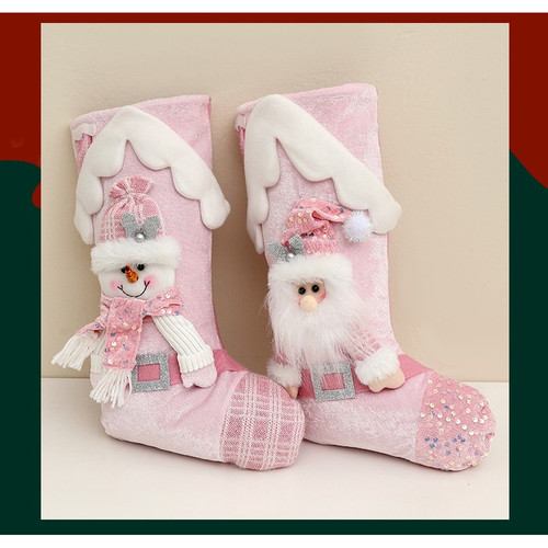 Calze natalizie rosa glitter - calze,