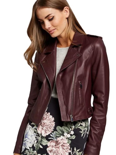 Giacca donna pelle bordeaux