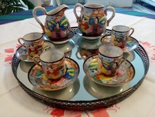 Adorabile Antico Servizio  Caffè Orientale Dipinto A Mano