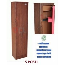 ARMADIO PORTAFUCILI FUCILIERA KEYMAN A 5 POSTI FINITURA LEGNO ACCIAIO BLINDATO
