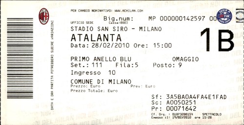 Biglietto stadio milan vs - stadio, ac
