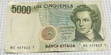 Vecchia Banconota 5000 Mila Lire MC 497822 T Banca D’Italia 4 Gennaio 1985
