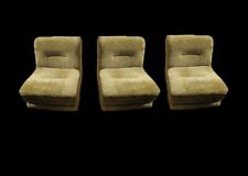 TRIS POLTRONE ANNI 60 MINIMAL VELLUTO COLORE VERDE MUSCHIO MODULARI