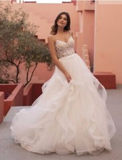 Abito Vestito da sposa Pronovias Rina Principessa Tulle e Pizzo taglia 42 Lavato