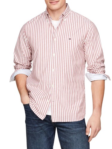 Camicia uomo bianco rosso - camicia,