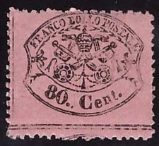 STATO PONTIFICIO 1868 - 80 c. n. 30 INTEGRO G. BOLAFFI € 180