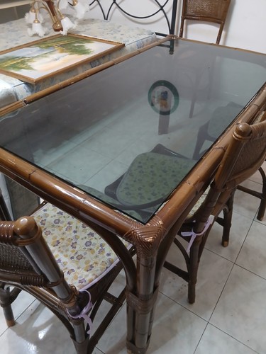 Tavolo bambù con sedie - con,