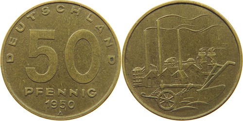 Ddr pfennig 1950 bronzo - a., (bronzo