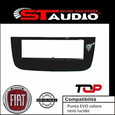 MASCHERINA RADIO 1 DIN FIAT PUNTO EVO 2009 IN POI ADATTATORE UN DIN NERO LUCIDO,