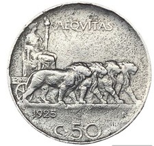 50 CENTESIMI 1925 XVIII -