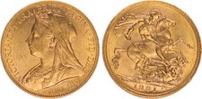 Gran Bretagna 1 libbra oro 1901 sovrano - regina Vittoria vz 131961
