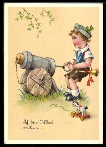 Cartolina bambino soldato - bambino,