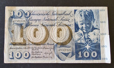 Banconota Banca Nazionale Svizzera 100 Franchi Anno 1964