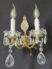 Applique da parete vintage singolo di cristallo ottone francese 2 luci applique